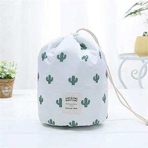 Large Capacity Multi-function Portable Drawstring Travel Packing Cylinder Cosmetic Bag