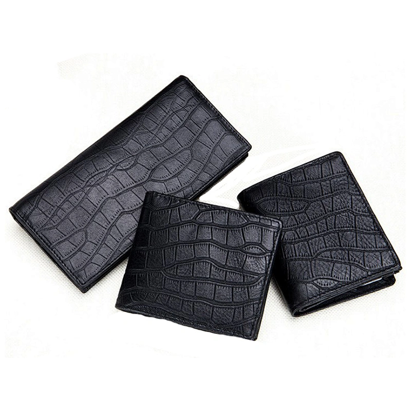 Stone Pattern Handmade Men's Business Card Holder Simple Leather Wallets