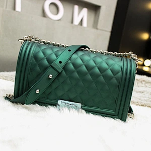 2019 New Design PVC Ladies Crossbody Bag Lattice Candy Color Jelly Bag with Adjustable Shoulder Strap
