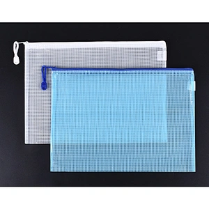 B4 B5 Custom zip plastic PVC mesh clear a4 document bag travel file