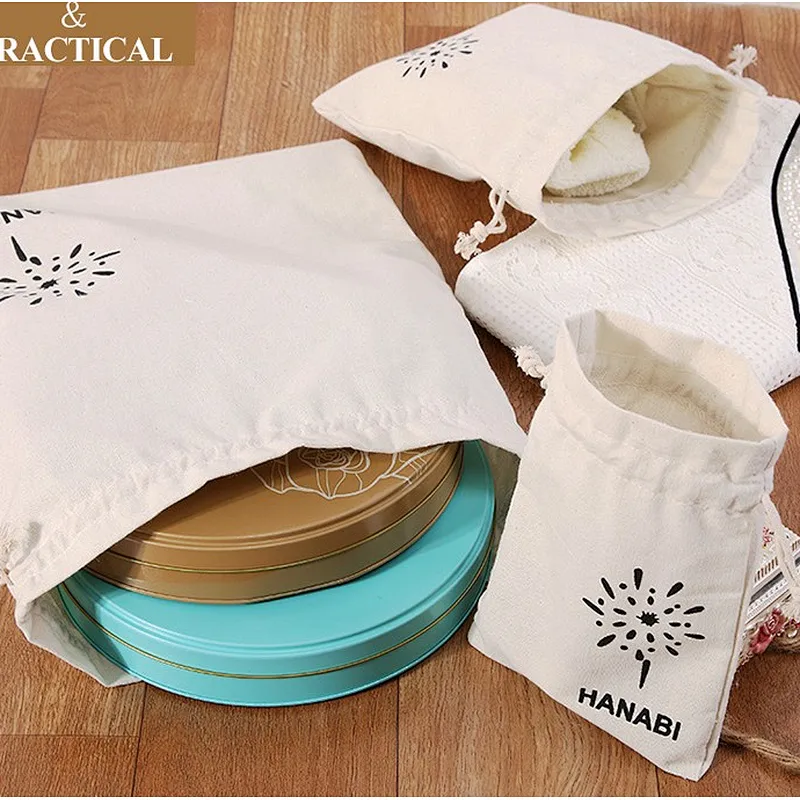 Wholesale custom white cotton canvas fabric rope drawstring bags
