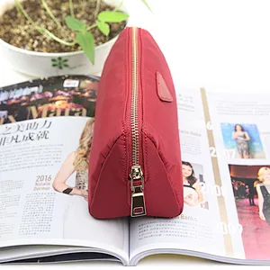 Custom waterproof printed red polyester cosmetic bag toiletry makeup pouch with zipper