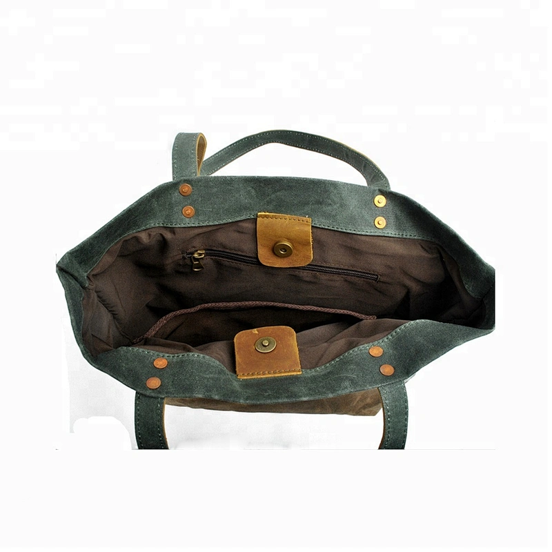 Retro Waxed Canvas Tote Bags Ladies Leisure Shoulder Bags