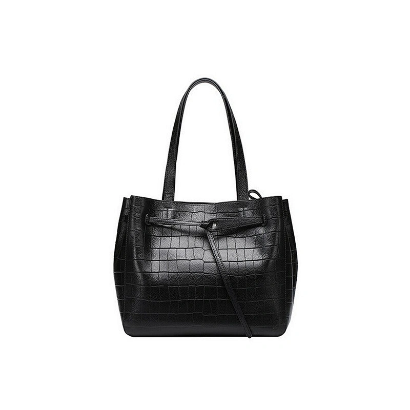 China Leather Handbag Manufacturer Embossed Real Leather Bucket Bag Women Hobo bag for Women