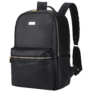 Black multifunctional pu baby diaper back pack nappy bag backpack for mom