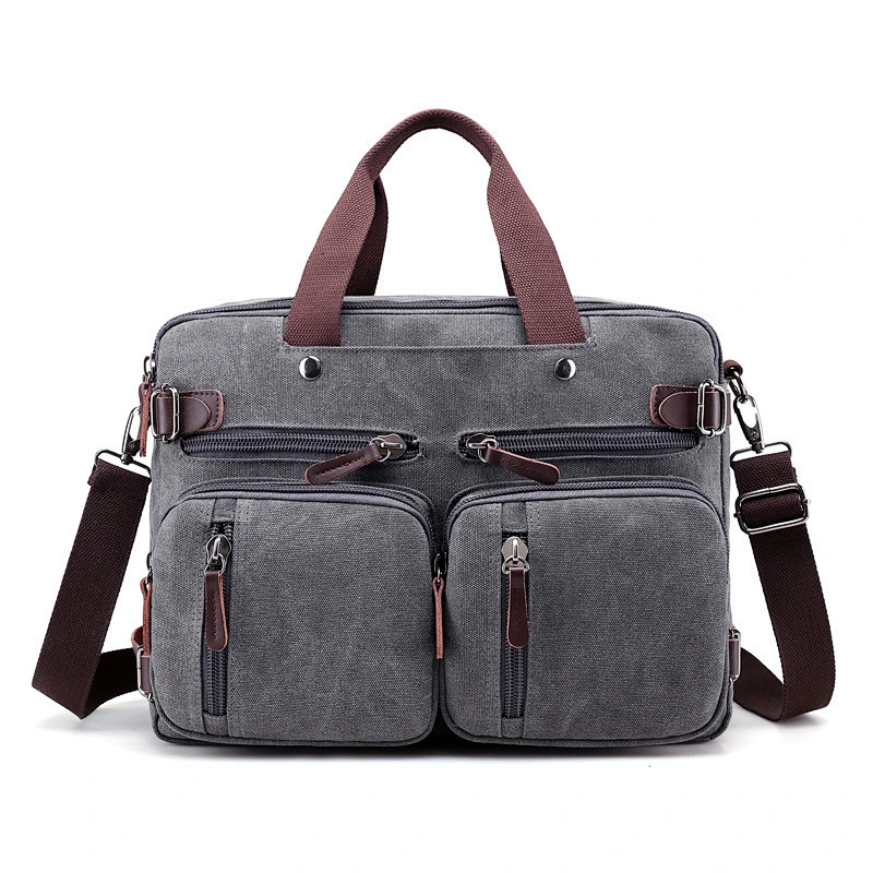 2019 17inches  men leather Laptop Backpack  rucksack Waterproof messenger travel School canvas Shoulder Bag