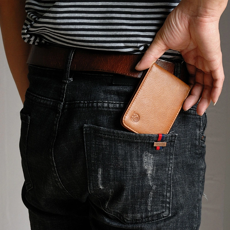 Mens Slim Minimalist Front Pocket Wallet Genuine Leather Credit Card ID Holder
