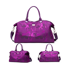 Travel small nylon pu folding luggage duffle hand carry holdall bag