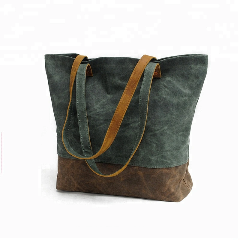 Retro Waxed Canvas Tote Bags Ladies Leisure Shoulder Bags