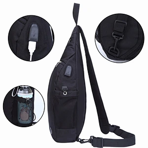 Practical casual outdoor foldable cross body chest pack sling bag with USB