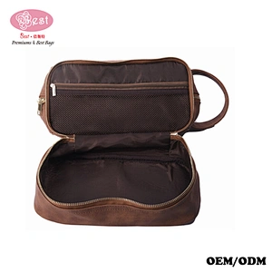 Wholesale Custom High Quality Makeup Baga PU Leather Travel Cosmetic Bag