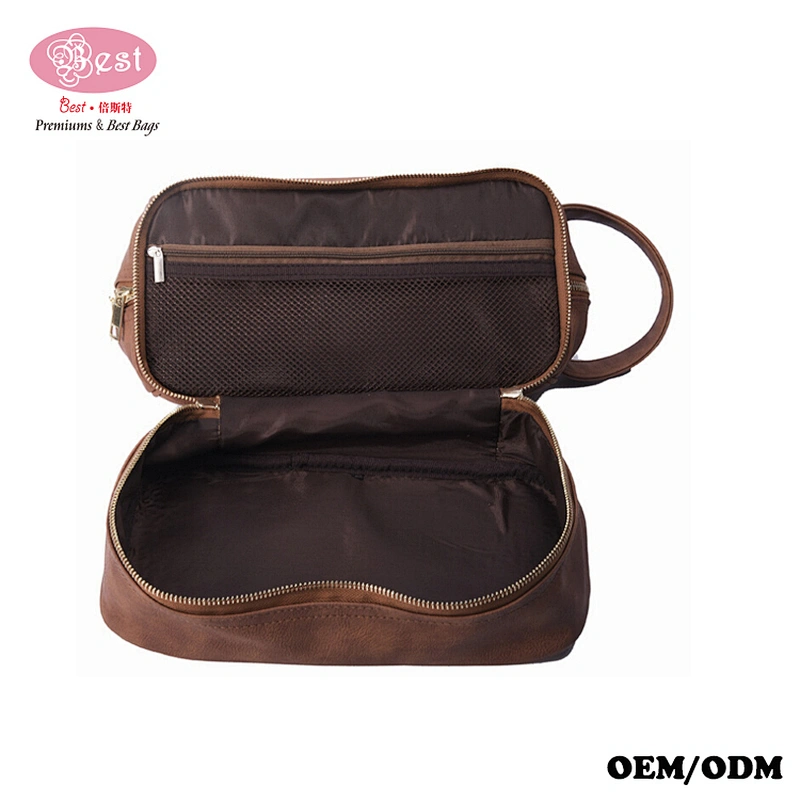 Wholesale Custom High Quality Makeup Baga PU Leather Travel Cosmetic Bag
