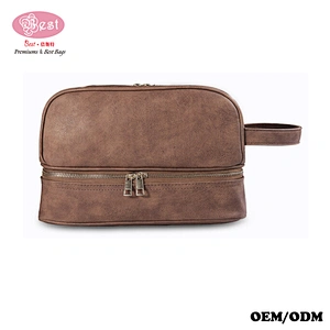 Wholesale Custom High Quality Makeup Baga PU Leather Travel Cosmetic Bag