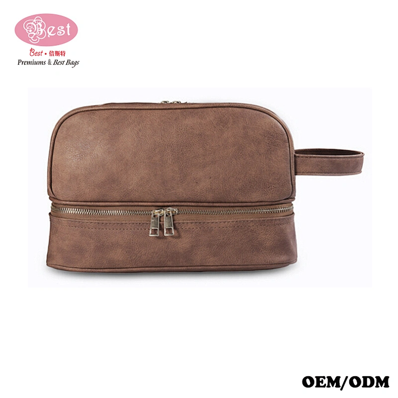 Wholesale Custom High Quality Makeup Baga PU Leather Travel Cosmetic Bag