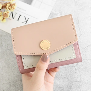 Custom Make Mini Credit Card Holder Candy Color Coin Pure with Charge Pocket For Women PU Wallet