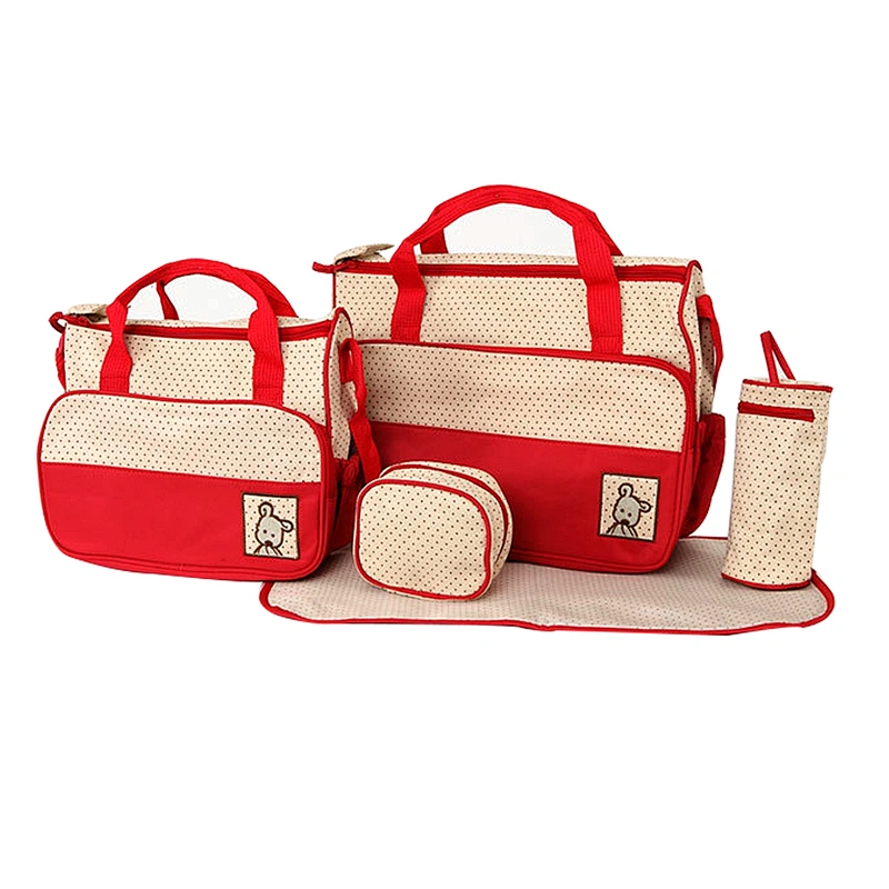 Multifunctional Shoulder Handbags for Mothers Fashion Diaper Bags 5 Set Carry Bags Mummy Baby Bag