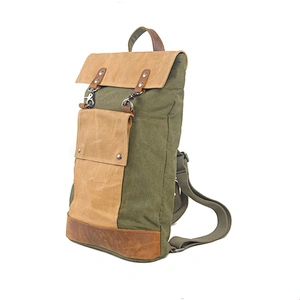 Vintage Style Canvas Rucksack Genuine Leather Backpack School Daypack Bags