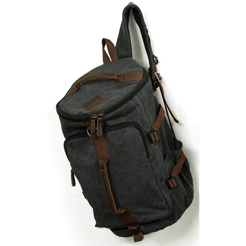 New casual shoulder bag unisex travel big backpack canvas leather crossbody bag
