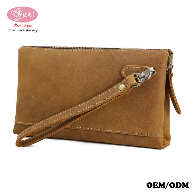 Multi-function Phone Bags Wallets Crazy Horse Leather Men's Clutch Bag