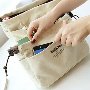 Wholesale large plain canvas cosmetic pouch makeup toiletry bag for women