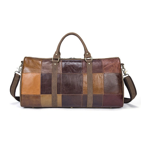 High-capacity Shoulder Bag Portable Leather Splicing Short Baggage Travel Tote Bag