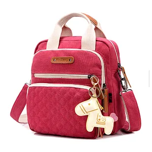 Woman cute fashion pink hiking canvas multifunction backpack handbag for girl