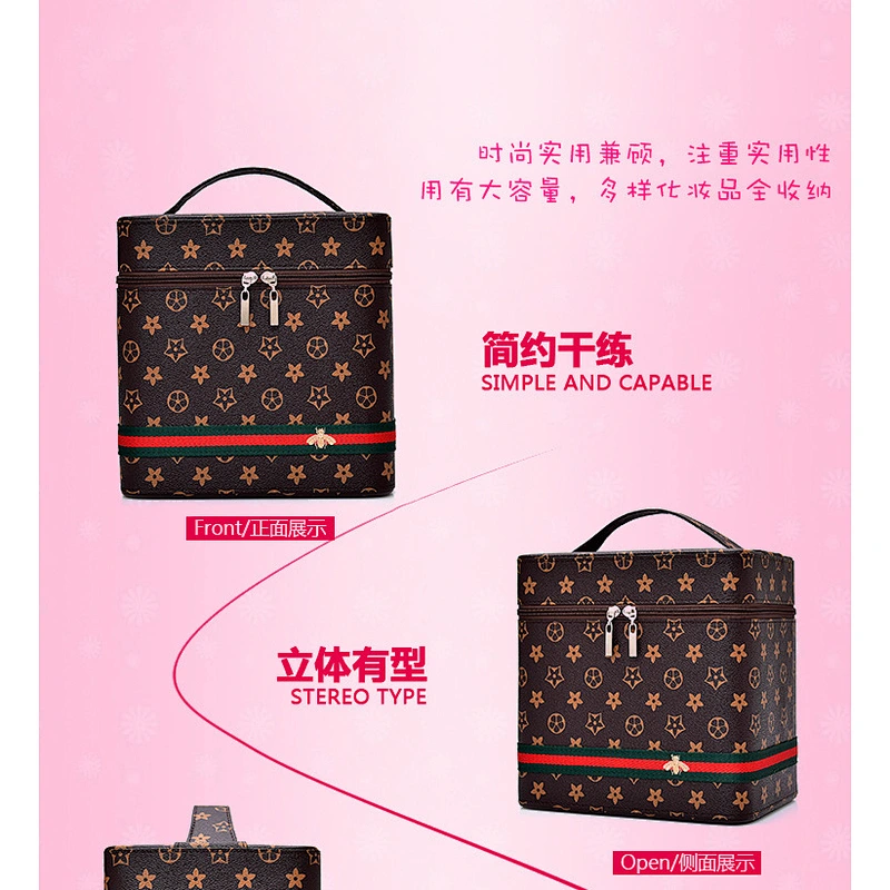 Wholesale Custom vintage fashion classic large capacity makeup bag storage bag Cosmetic Bag for daily used