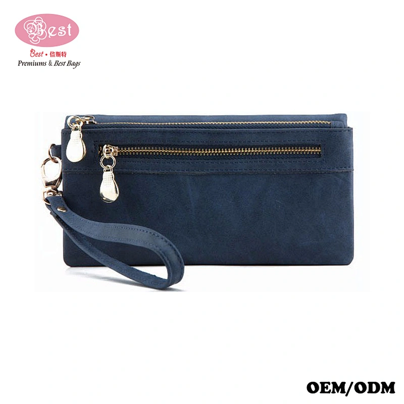 Big Capacity Fashion Women Wallets Long Dull Polish PU Leather cell phone Double Zipper Clutch Coin Purse Ladies Wristlet