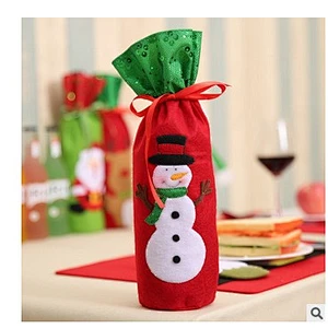 New Christmas luxury Bottle gift bag draw string Santa Snowman Reindeer