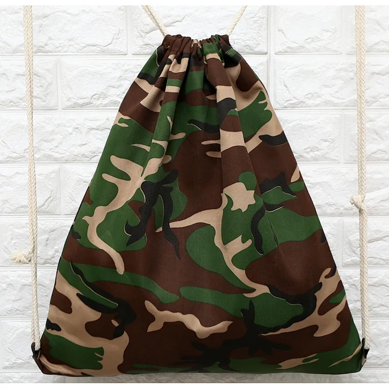 Fashion foldable military long rope gym drawstring duffle sports bag with logo