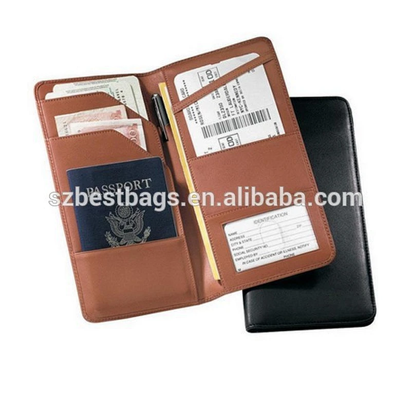 Travel RFID Blocking Multi-function Zippered Passport Credit Debit Card Document Organizer Wallet Case