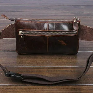 Men Waist leather fanny pack Outdoor Chest Bag