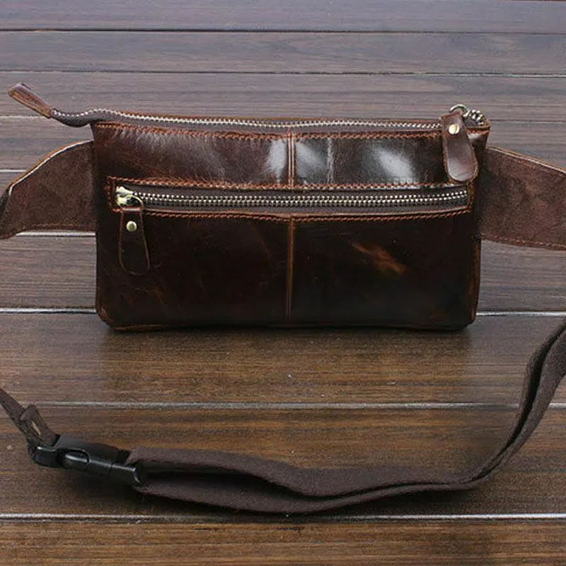 Men Waist leather fanny pack Outdoor Chest Bag