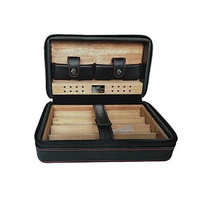 Wholesale custom handmade moisturizing spanish cedar cigar boxes 4 portable cigar cases for smoking or gift