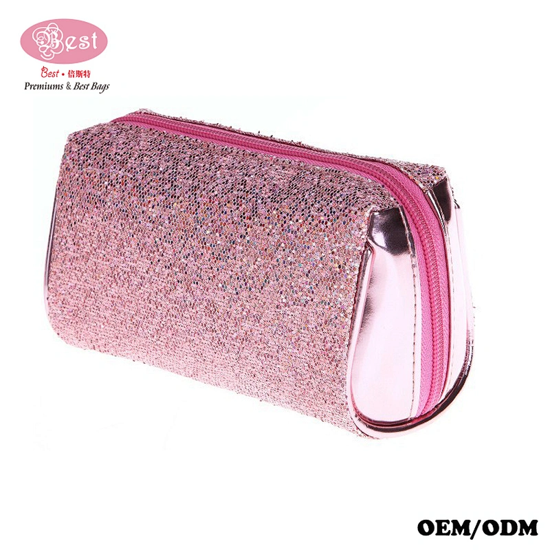 Portable Pink Makeup Tool Bags Sequin Bling Organizer Cosmetic Bags