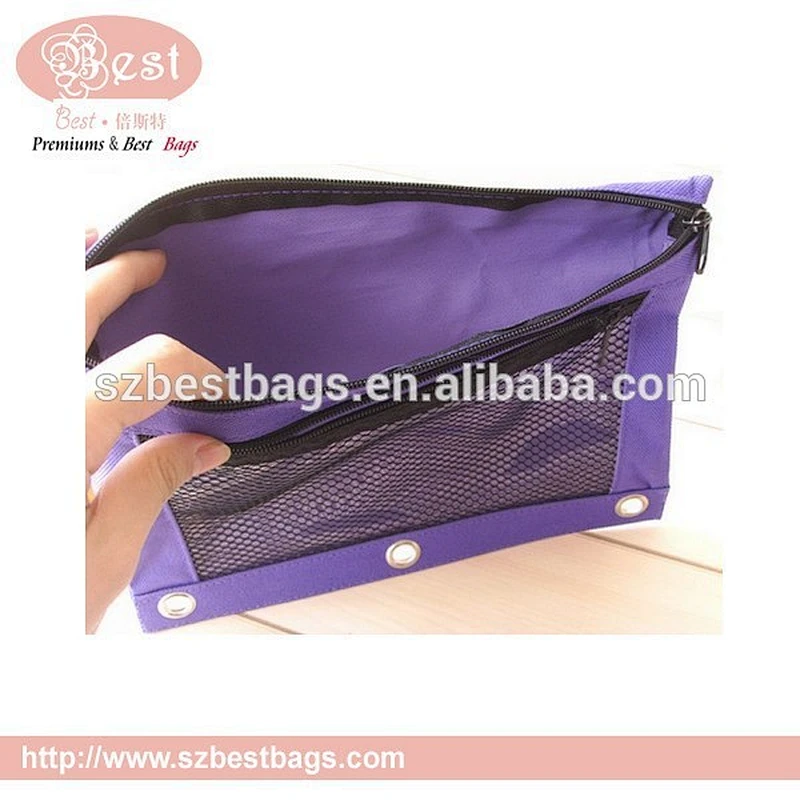 3-ring pencil pouch, 3 layers pencil case for office stationery