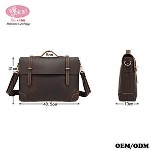 Business Handbag Genuine Leather Vintage Mens Leather Messenger Bags