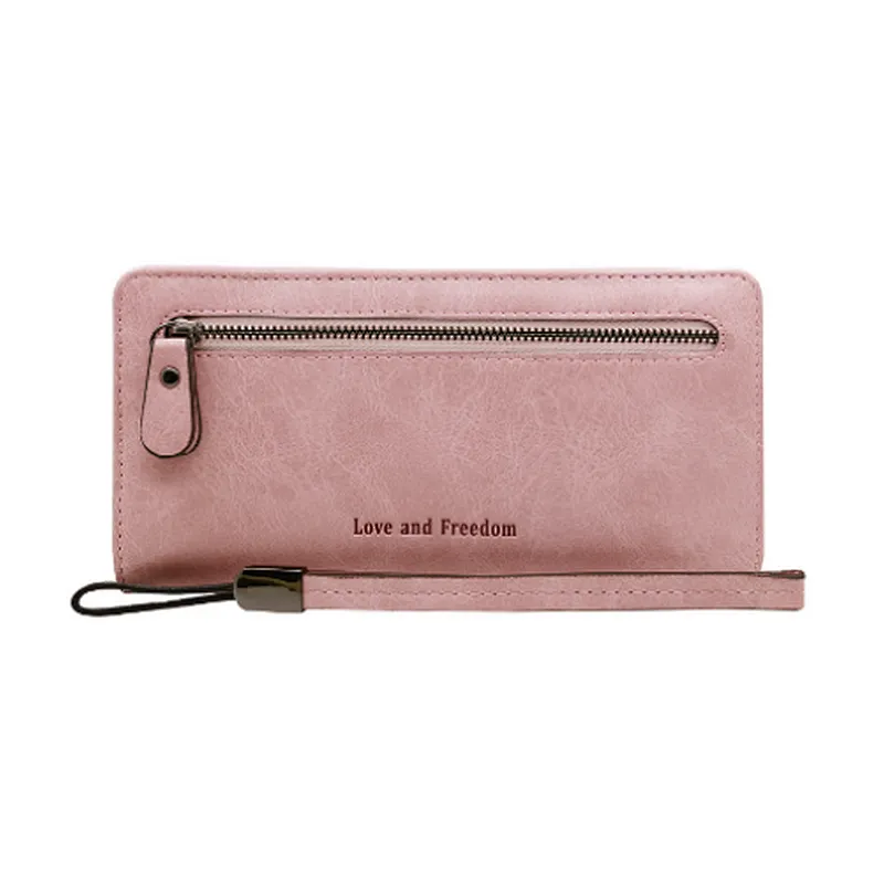 Custom made fashion colorful pu leather long thin cardholder wallet for women