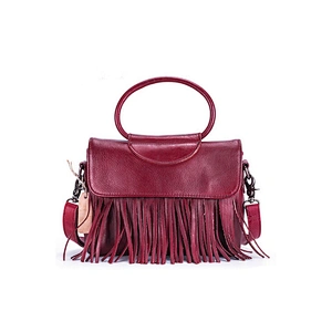 Factory Handmade Unique Branded Chic 100% Pure Leather Front Fringed Tote Bag Women Shoulder Bag