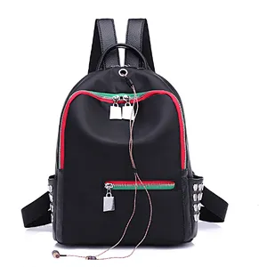 Young girl women fashionable black oxford schoolbag bag mini backpack for lady