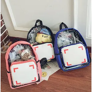 Shenzhen custom schoolbag shiny transparent clear PVC dry bag backpacks school bags
