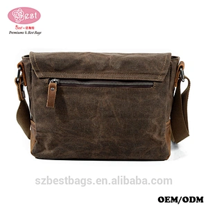 Men Shoulder Bags Vintage Messenger Bags Crazy Horse Leather Canvas Bags