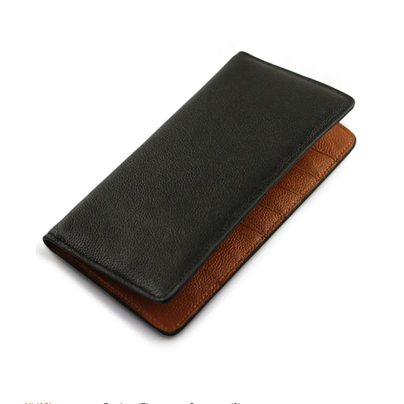 Custom luxury men travel long slim real genuine cow leather credit card holder wallet