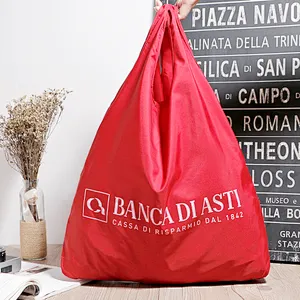 Promotional reusable recycle collapsible colored poly polyester t-shirt shopping bag