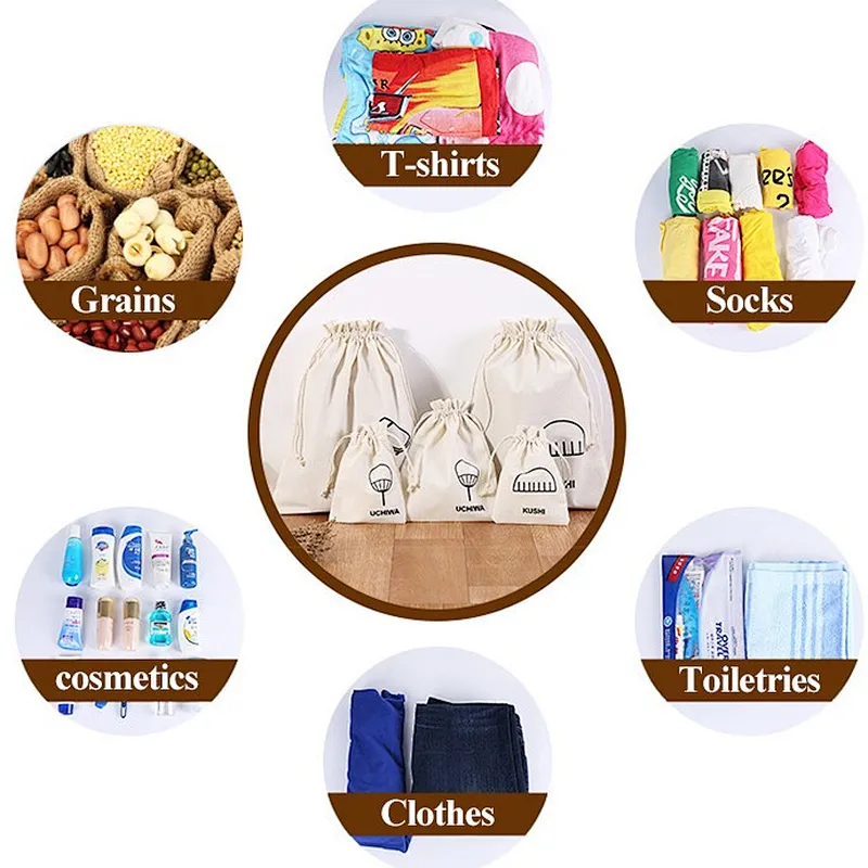 Wholesale custom white cotton canvas fabric rope drawstring bags