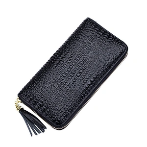 Crocodile Pattern Ladies Clutch Bag Zipper Leather Wallets Purses