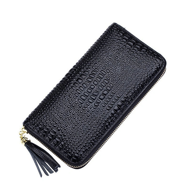 Crocodile Pattern Ladies Clutch Bag Zipper Leather Wallets Purses
