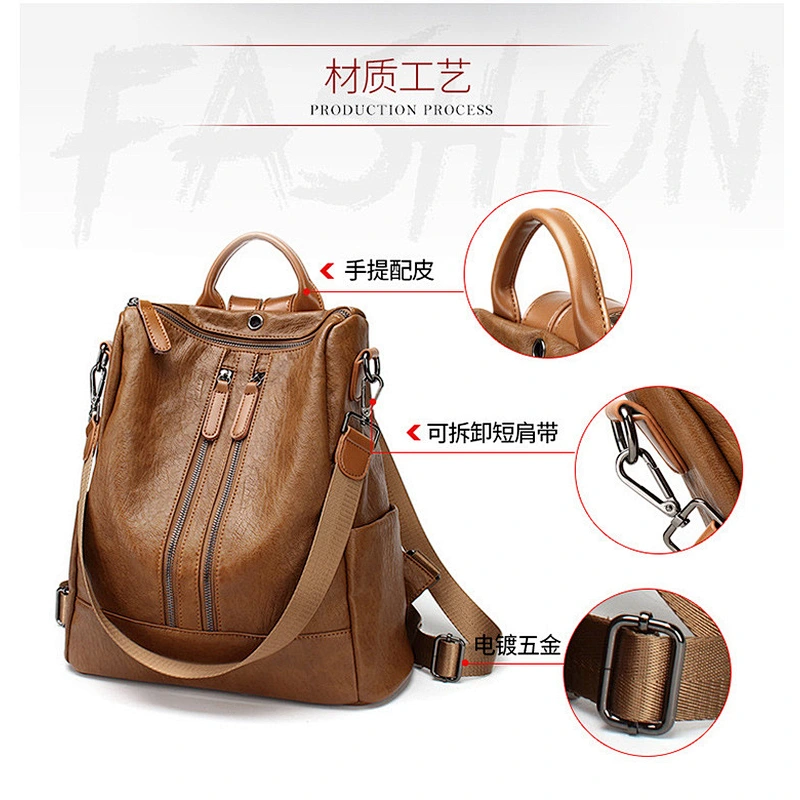 Wholesale fashion casual detachable folding large capacity cowhide backpack for travel or school