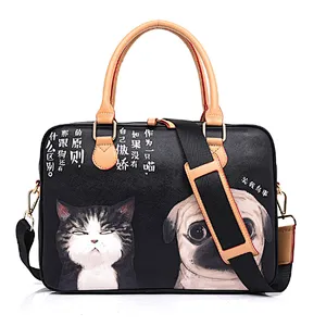Stylish funky fashion girls 14 inch pu leather anime laptop bags for women