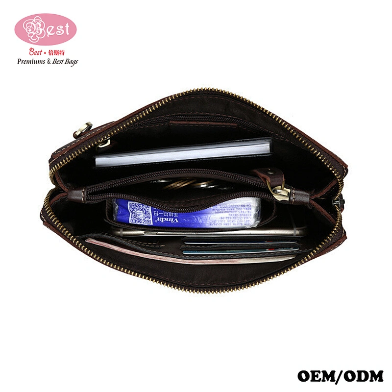 Multi-function Phone Bags Wallets Crazy Horse Leather Men's Clutch Bag